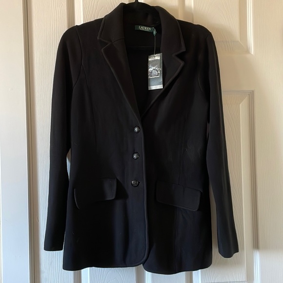 NEW with flaw, Ralph Lauren knit blazer black classic staple business casual - Picture 1 of 9